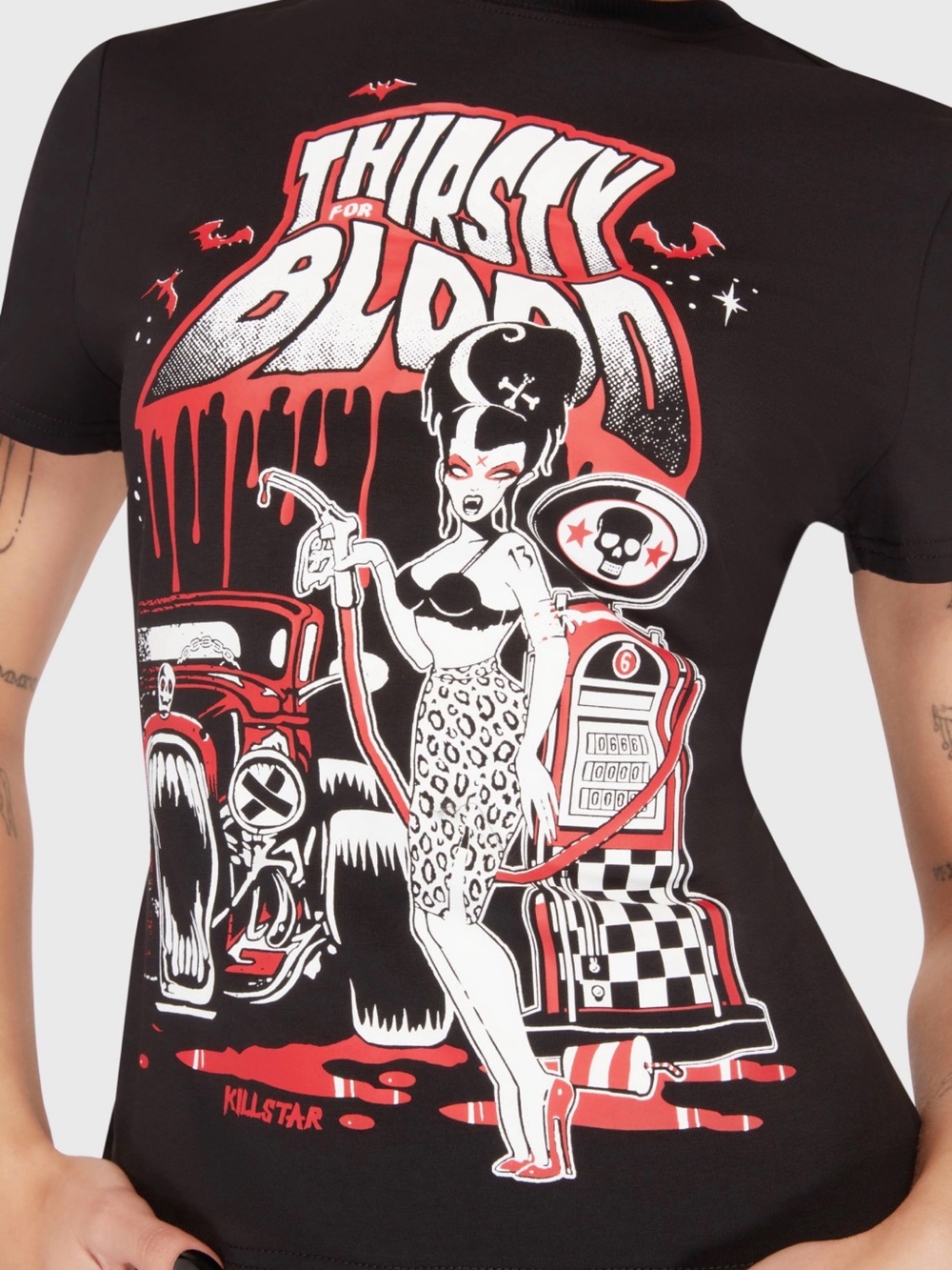 Killstar Black Red White 'Thirsty for Blood' Short Sleeve Tee